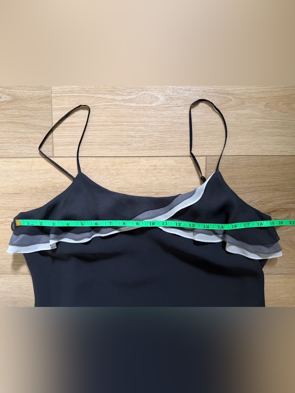 EXPRESS Black Ruffle Trim Spaghetti Strap Top EUC